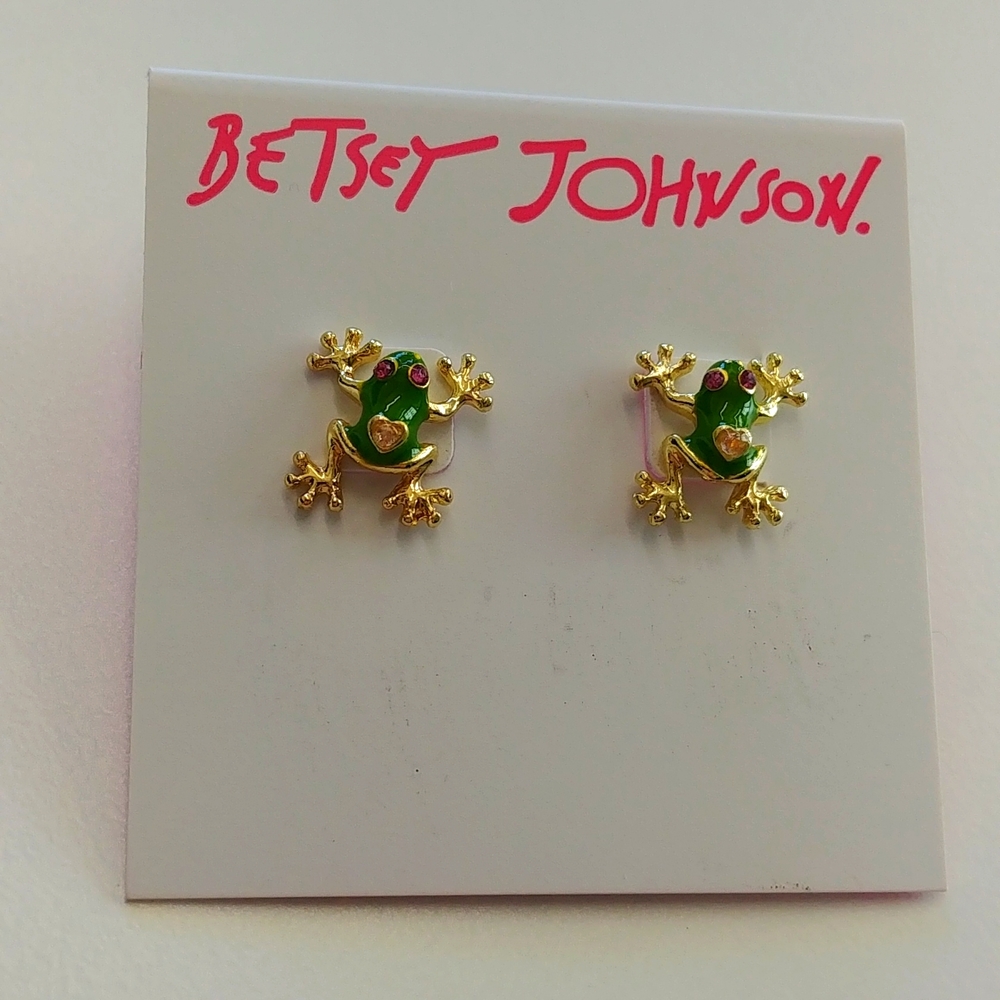 NWT Betsey Johnson Frog Stud Earrings